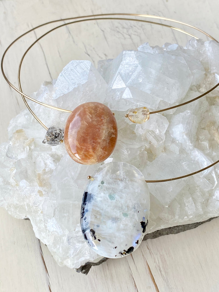 Sunstone Moonstone Pendant Choker