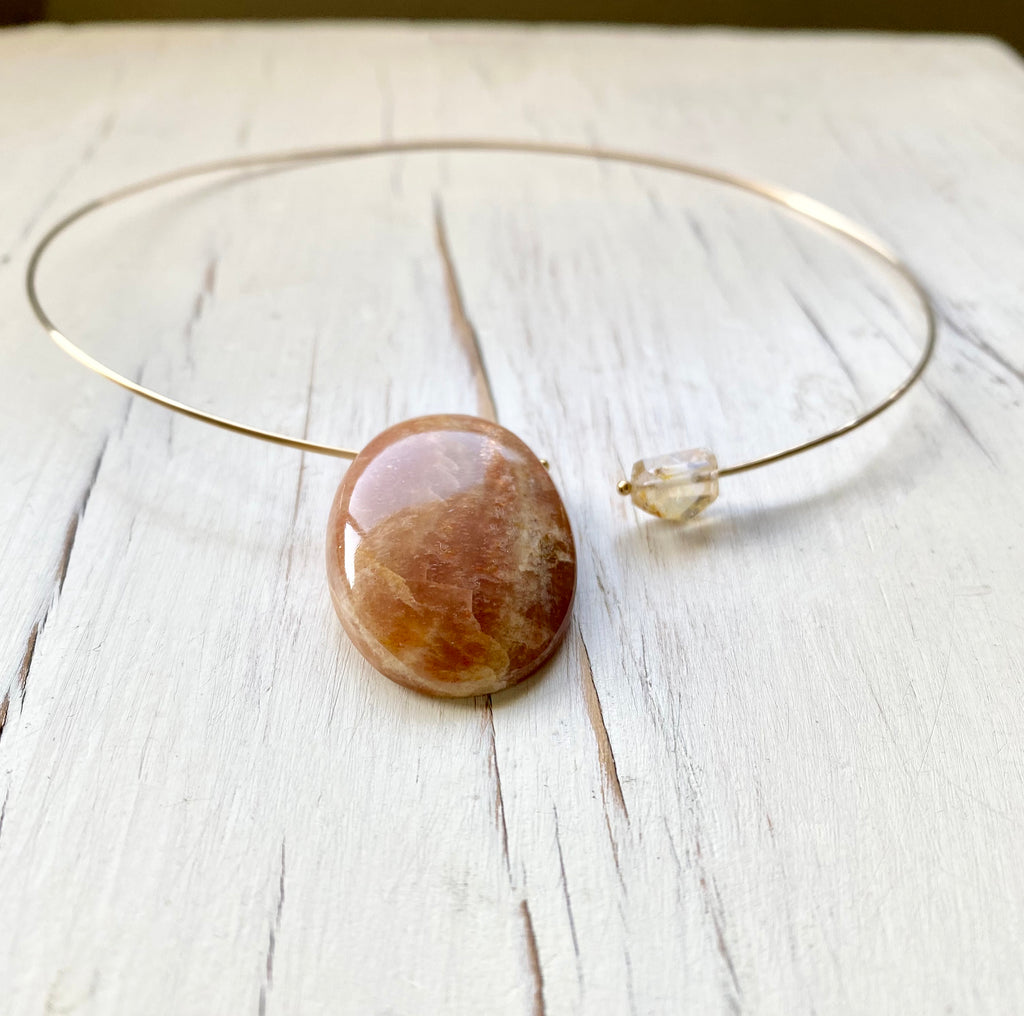 Sunstone Moonstone Pendant Choker