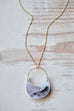 Dendritic Agate Crescent Moon Pendant Necklace