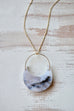Dendritic Agate Crescent Moon Pendant Necklace