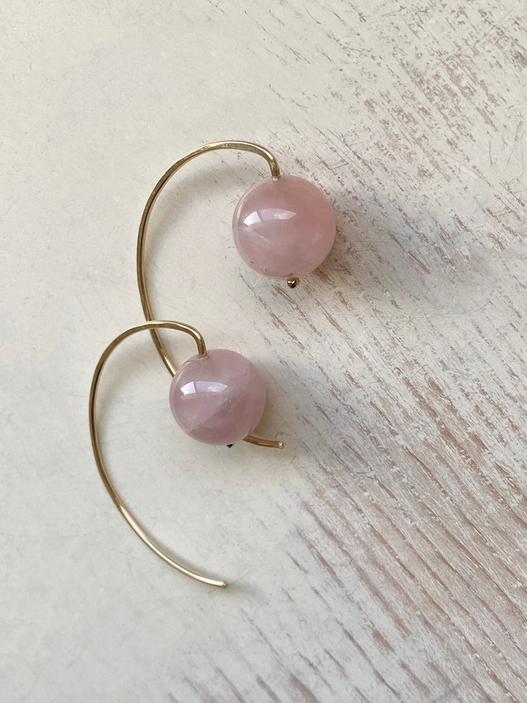 Rose Quartz Ball Hoops