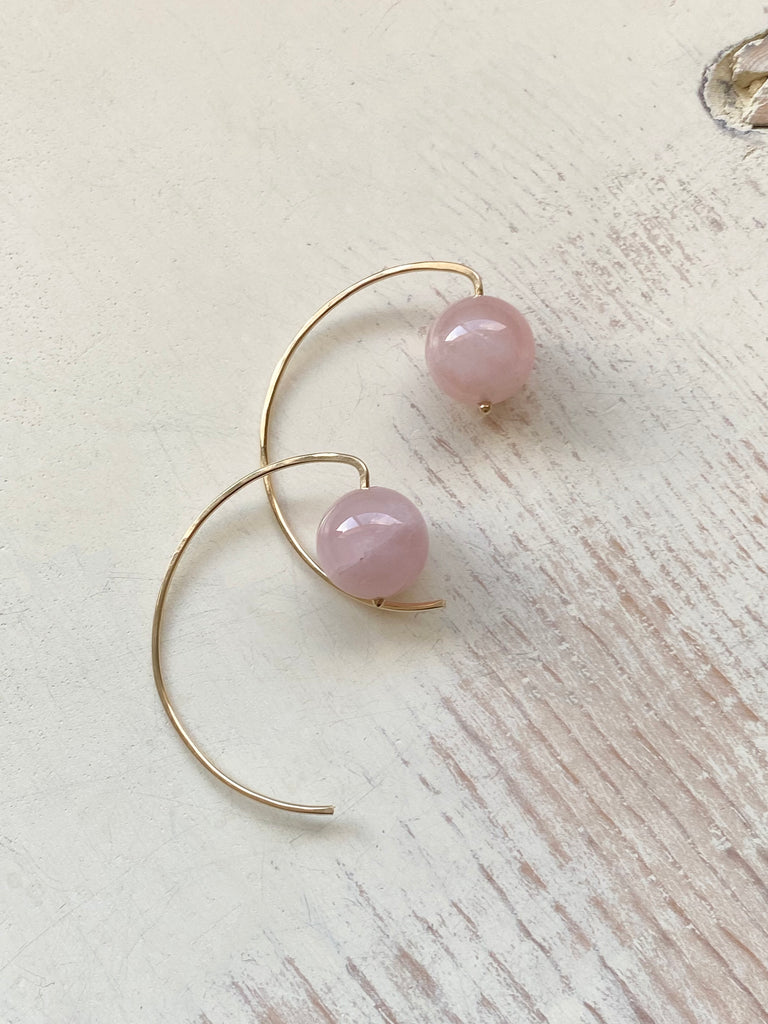 Rose Quartz Ball Hoops