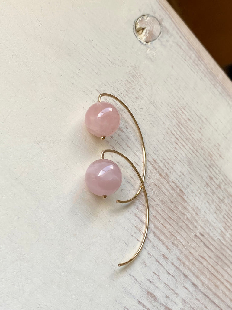 Rose Quartz Ball Hoops