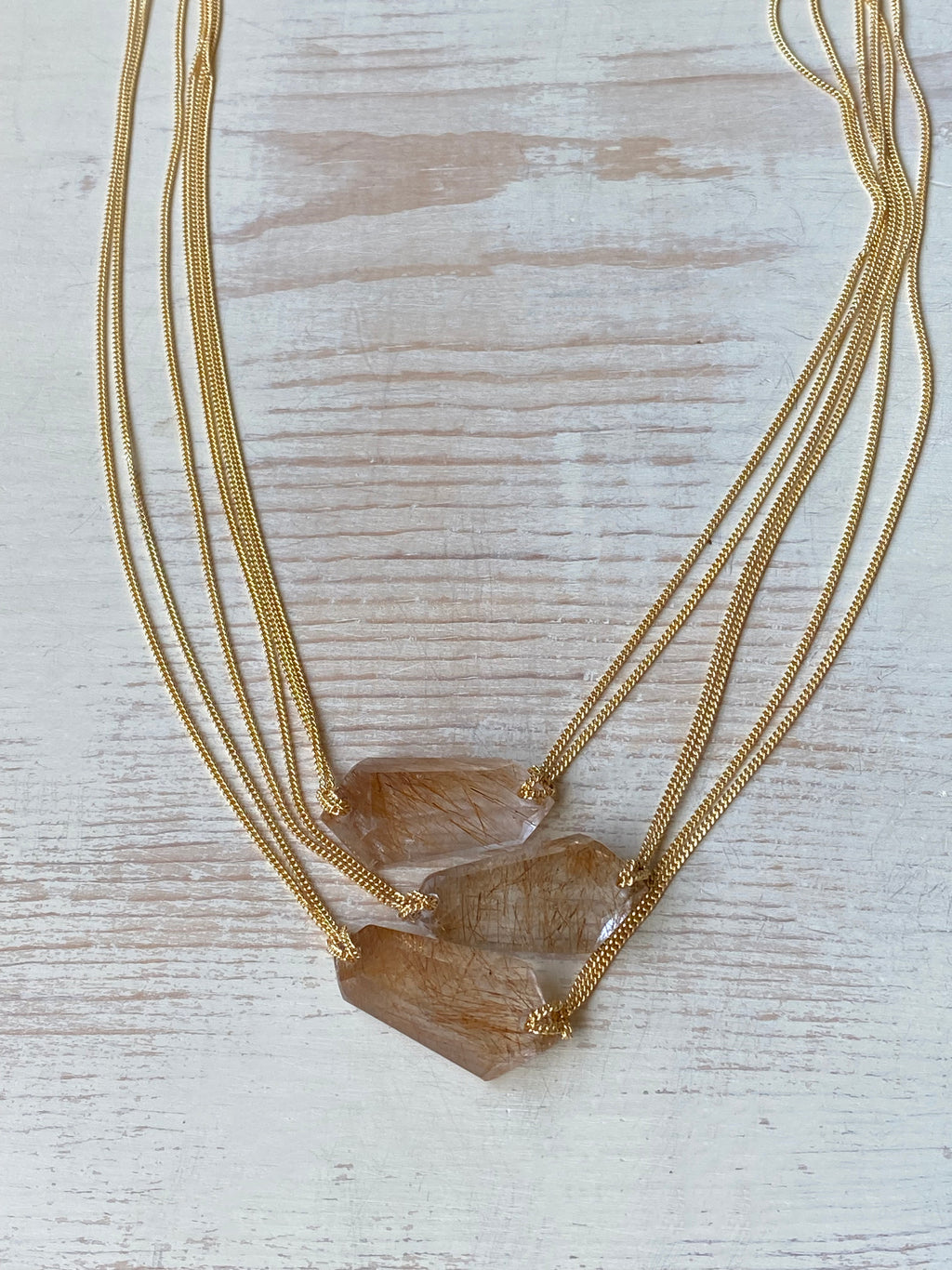 Copper Rutilated Quartz Bar Necklace