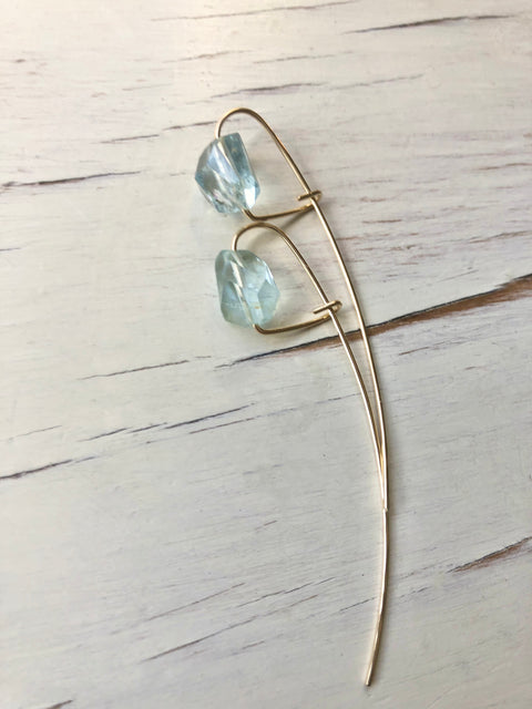 Aquamarine Arc Earring Morganite Earring