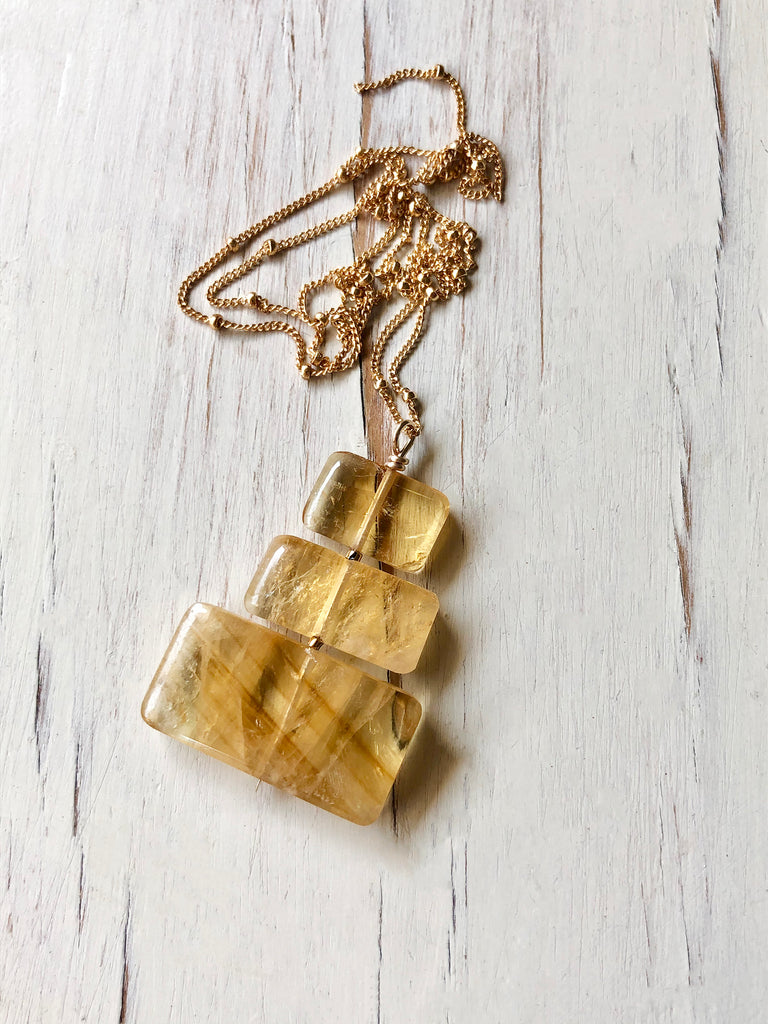 Citrine Contemporary Slab Necklace