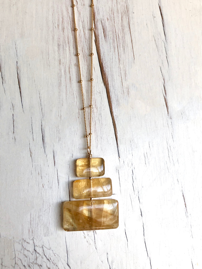 Citrine Contemporary Slab Necklace