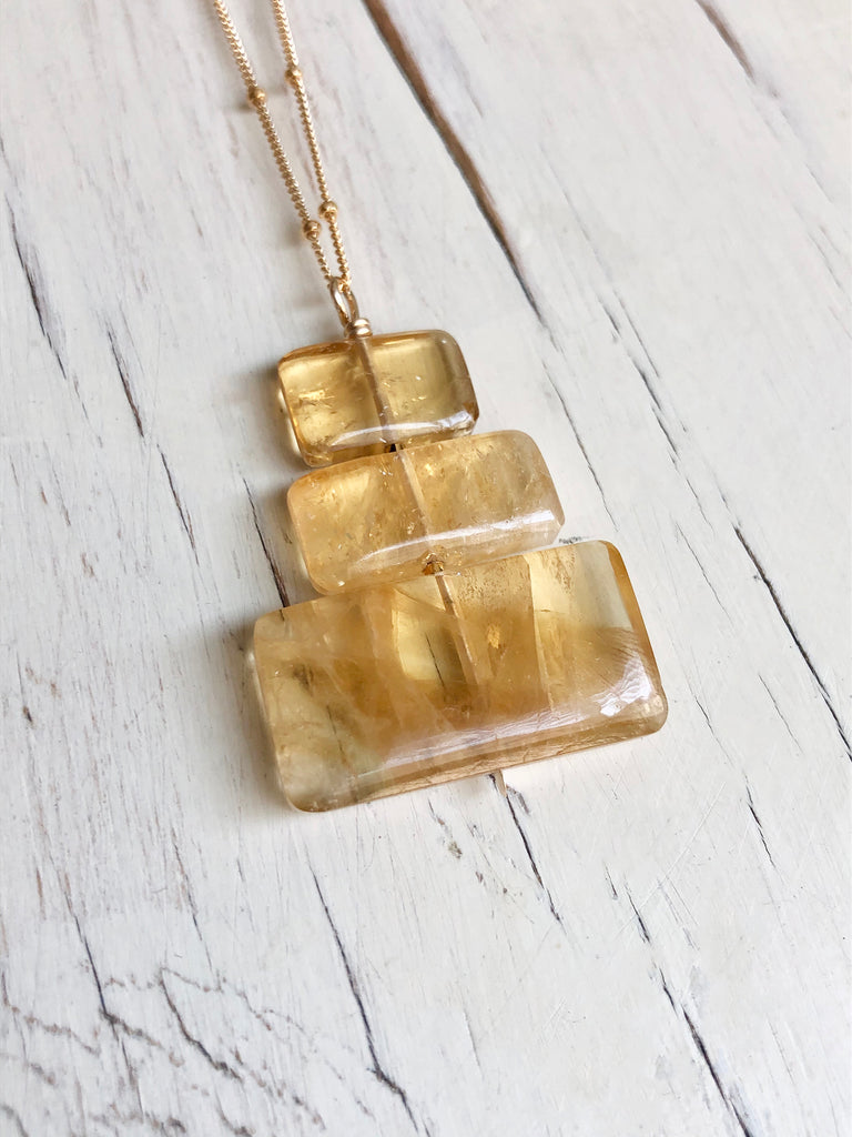 Citrine Contemporary Slab Necklace
