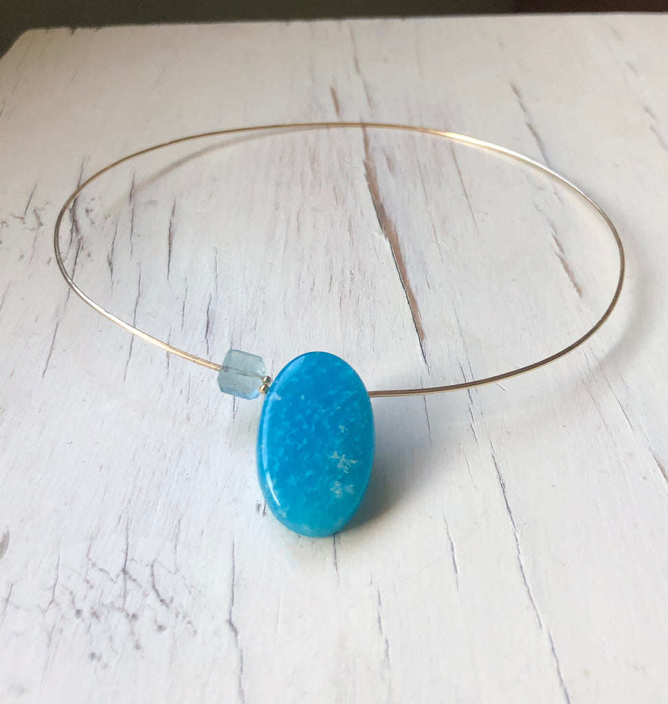 Hemimorphite Aquamarine Pendant Choker