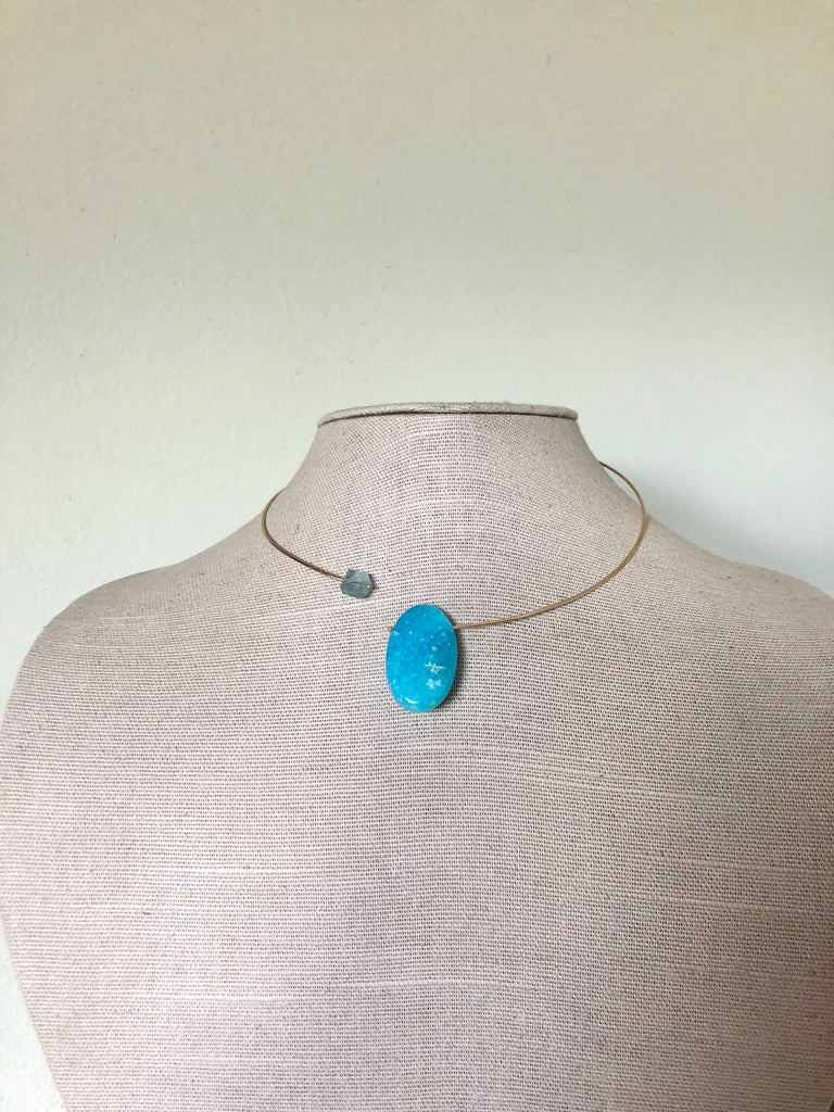 Hemimorphite Aquamarine Pendant Choker