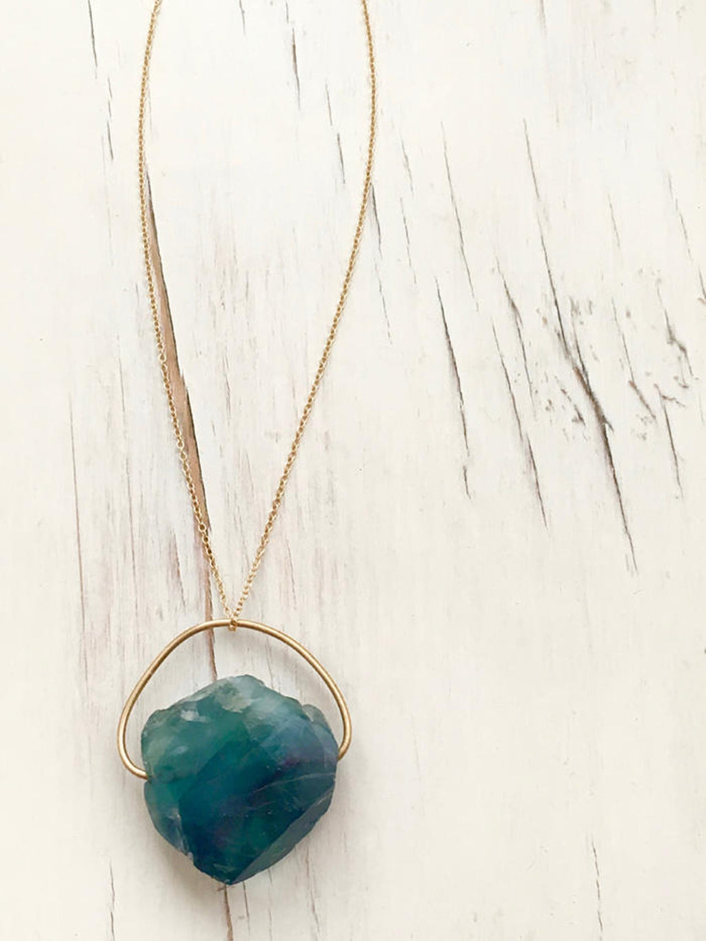 Raw Fluorite Pendant Necklace