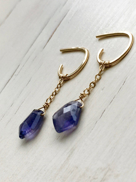 Iolite Tiny Tear Hoop