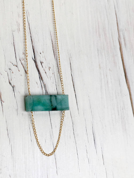 Emerald Bar Necklace