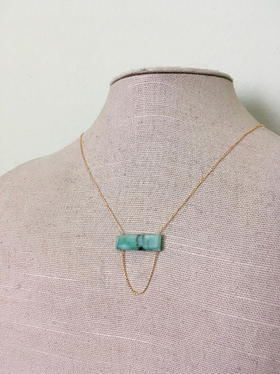 Emerald Bar Necklace