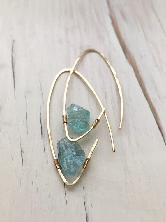 Raw Aquamarine Endless Hoop