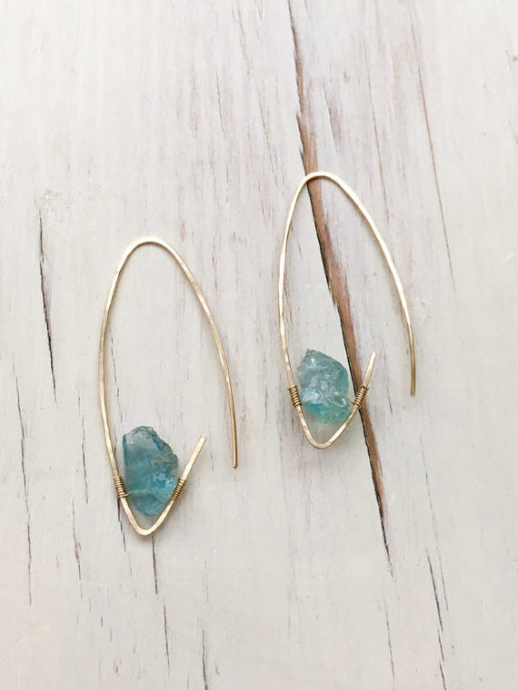 Raw Aquamarine Endless Hoop