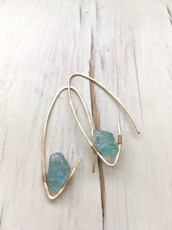 Raw Aquamarine Endless Hoop