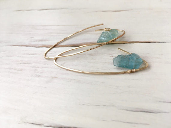 Raw Aquamarine Endless Hoop