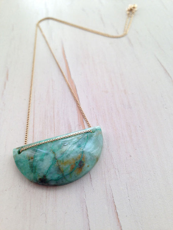 Chrysocolla Half Moon Necklace