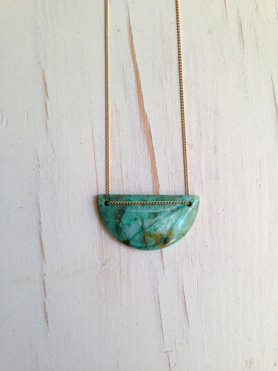 Chrysocolla Half Moon Necklace