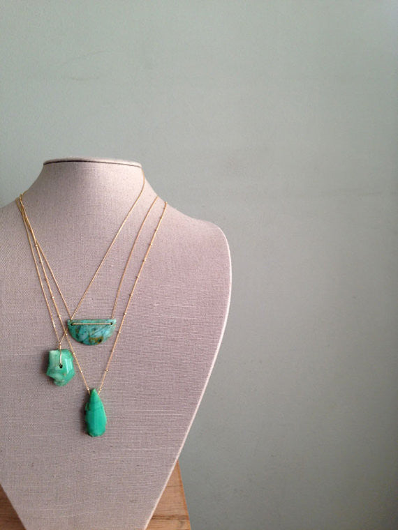 Chrysocolla Half Moon Necklace