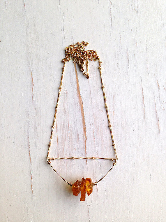 Citrine Raw Stone Pendant Necklace