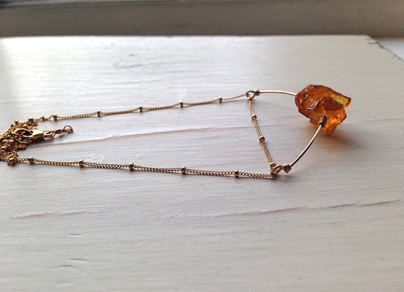 Citrine Raw Stone Pendant Necklace