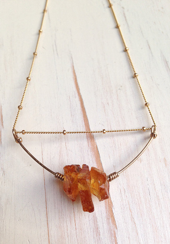 Citrine Raw Stone Pendant Necklace