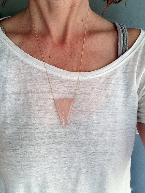 Rose Quartz Geometric Necklace