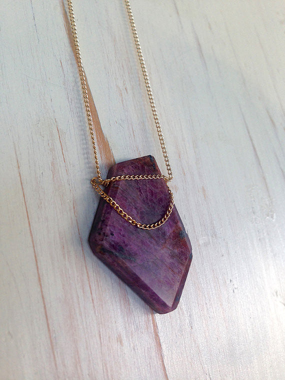 Ruby Gold Drape Necklace