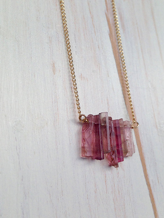 Pink Tourmaline Raw Shard Necklace