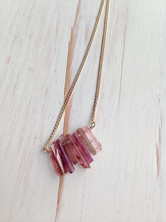 Pink Tourmaline Raw Shard Necklace