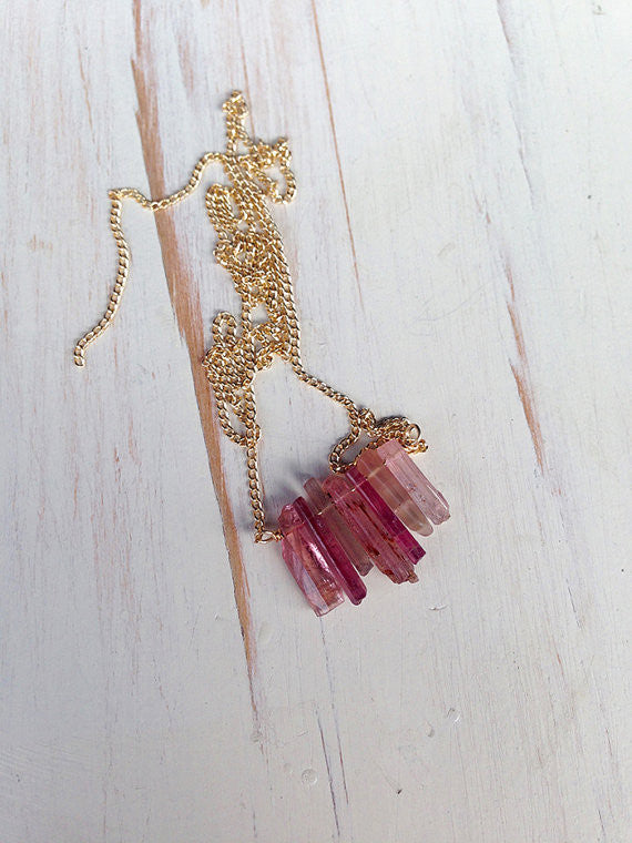 Pink Tourmaline Raw Shard Necklace
