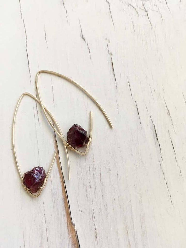 Raw Garnet Endless Hoop