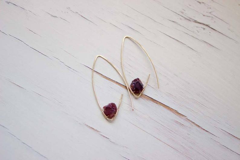 Raw Garnet Endless Hoop