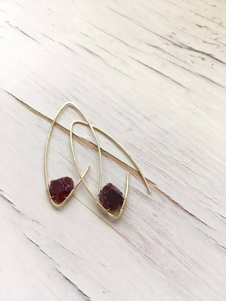 Raw Garnet Endless Hoop
