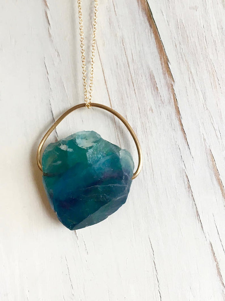Raw Fluorite Pendant Necklace