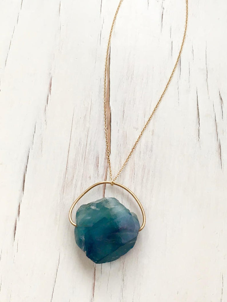 Raw Fluorite Pendant Necklace