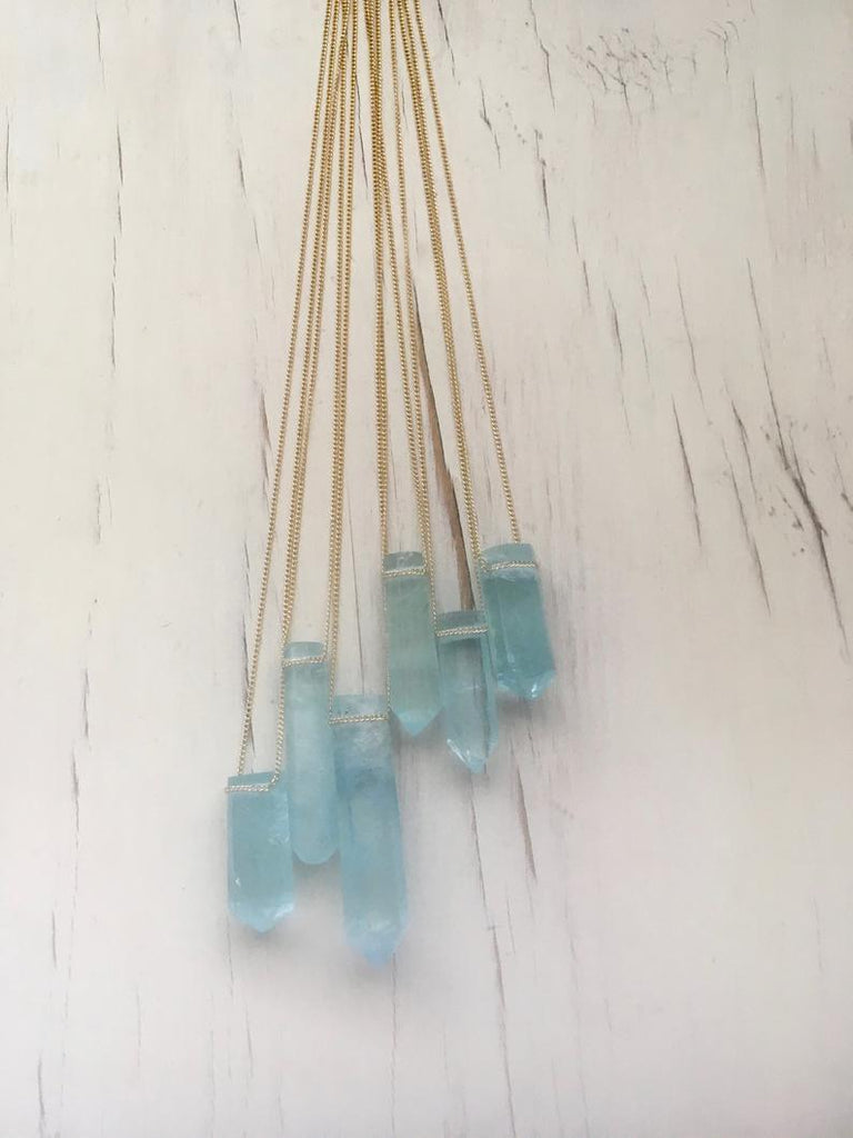 Aquamarine Crystal Pendant Necklace