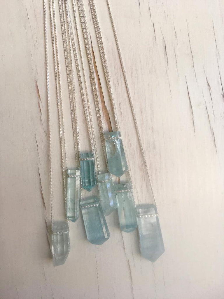 Aquamarine Crystal Pendant Necklace