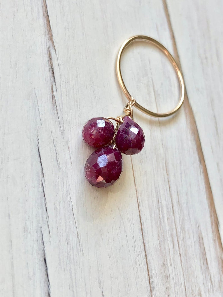 Ruby Teardrop Dangle Ring