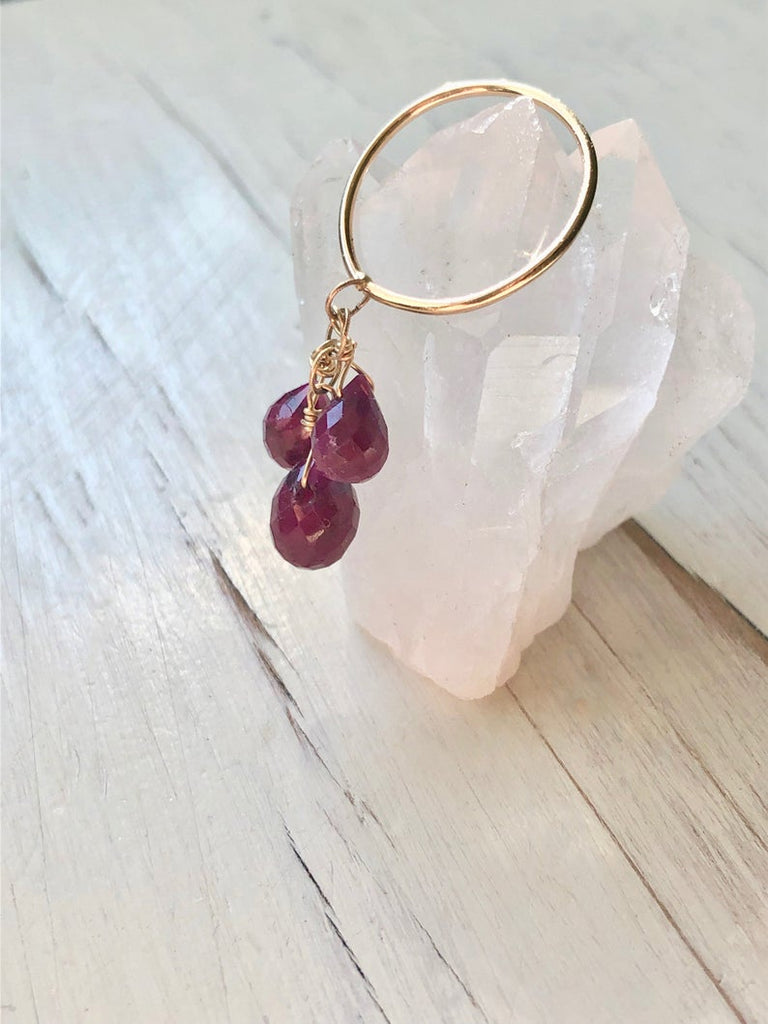 Ruby Teardrop Dangle Ring