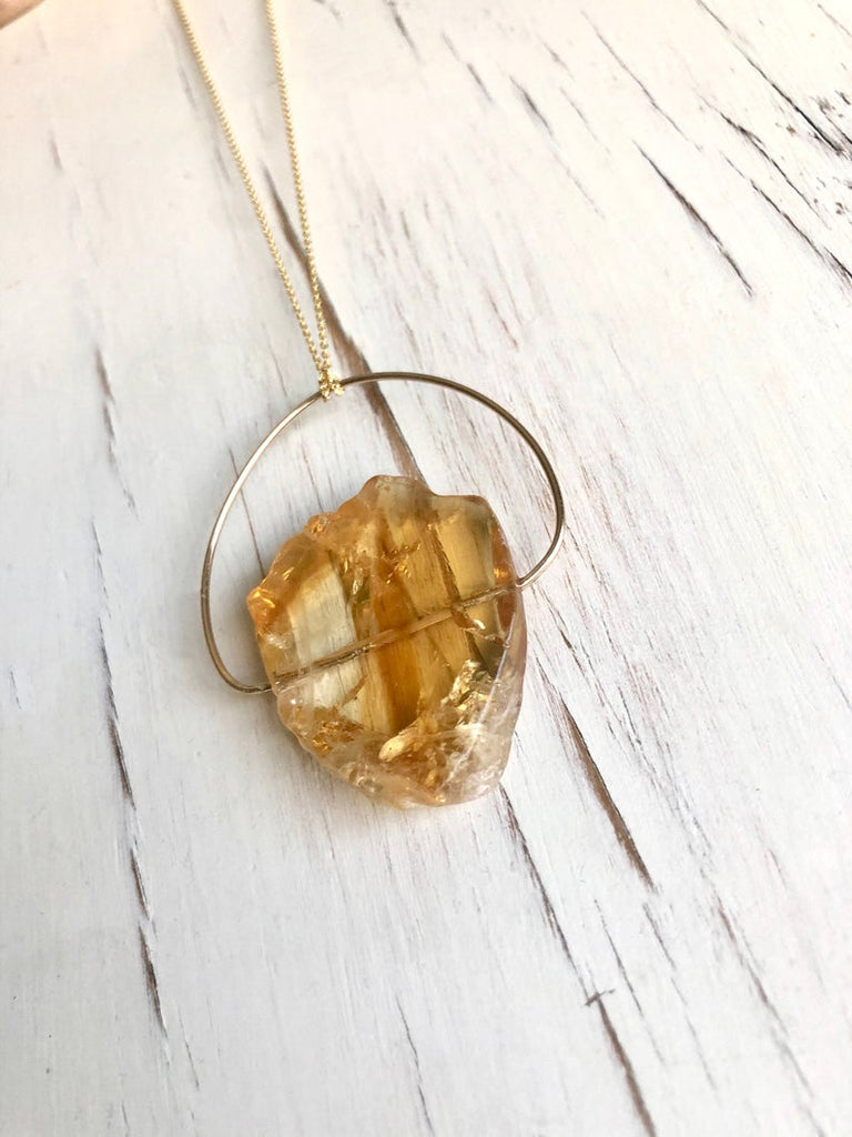 Raw Citrine Pendant Necklace