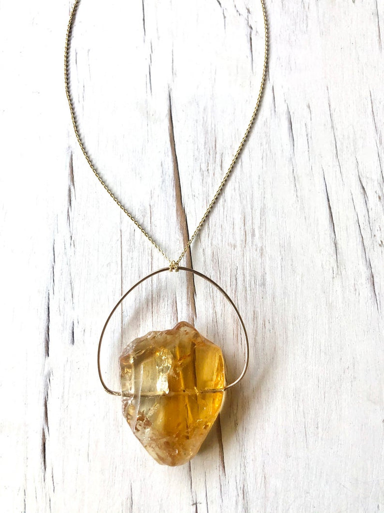 Raw Citrine Pendant Necklace