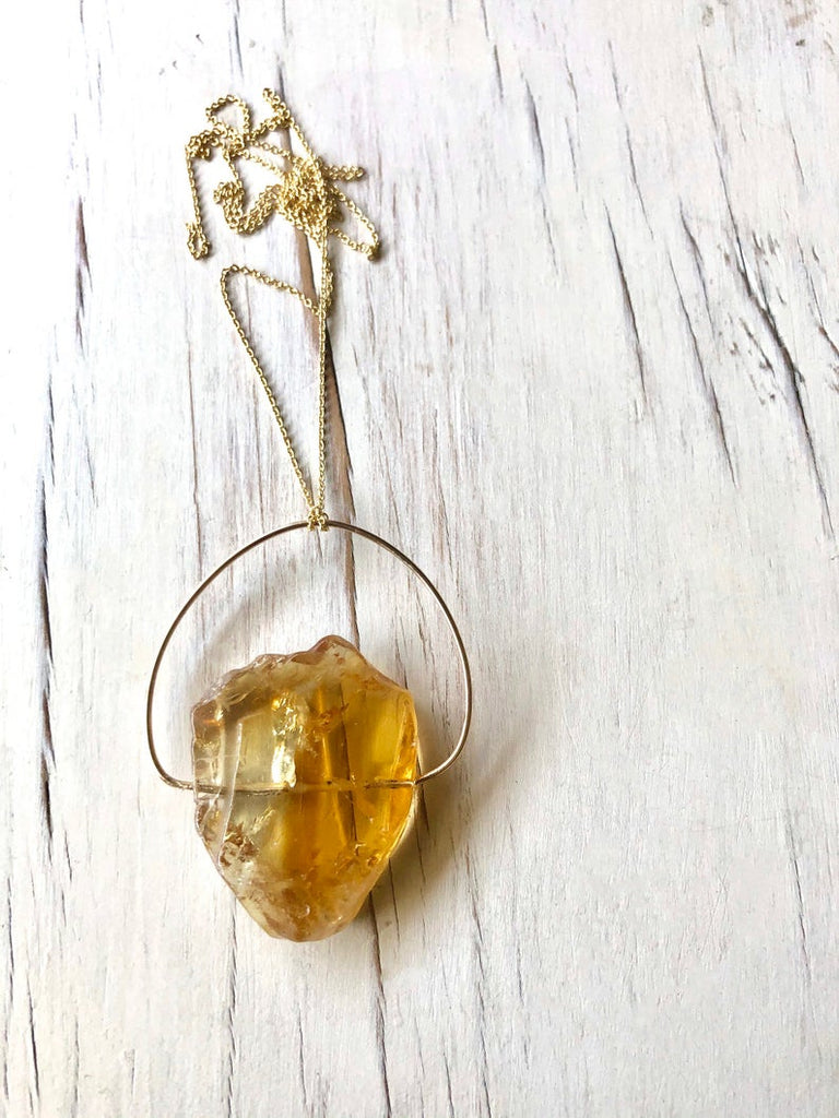 Raw Citrine Pendant Necklace
