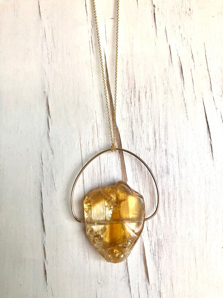 Raw Citrine Pendant Necklace