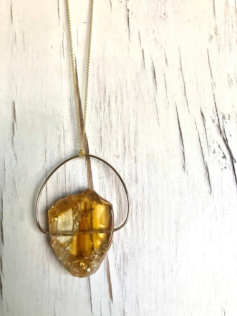 Raw Citrine Pendant Necklace
