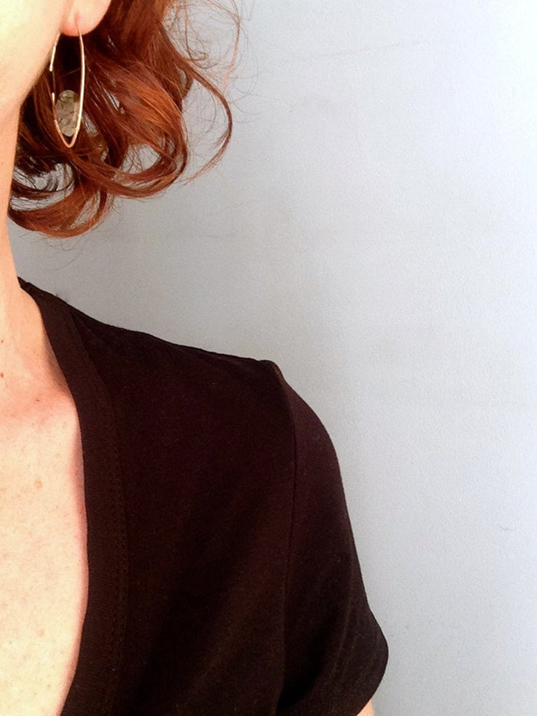 Green Rutilated Quartz Tear Hoop