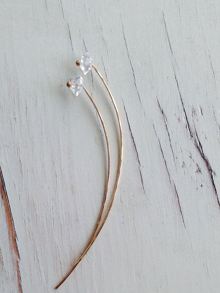 Herkimer Diamond Stud Arc Earring