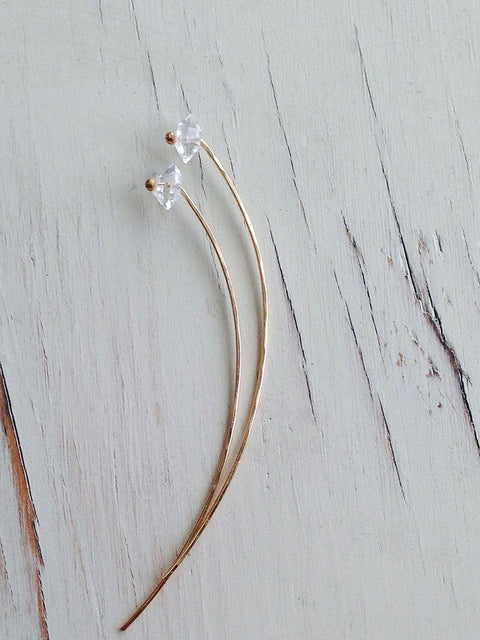 Herkimer Diamond Stud Arc Earring